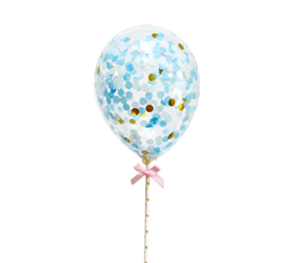 taarttopper confetti ballon blauw