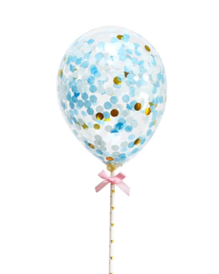 taarttopper confetti ballon blauw