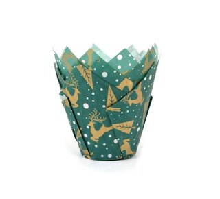 House of Marie House of Marie Muffin Cups Tulp Rendier Groen pk/50