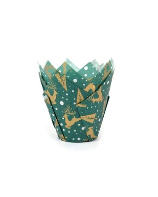 House of Marie House of Marie Muffin Cups Tulp Rendier Groen pk/50