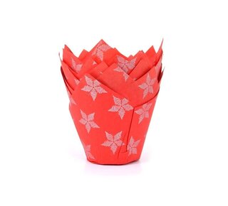House of Marie House of Marie Muffin Cups Tulp Sterren Rood pk/50