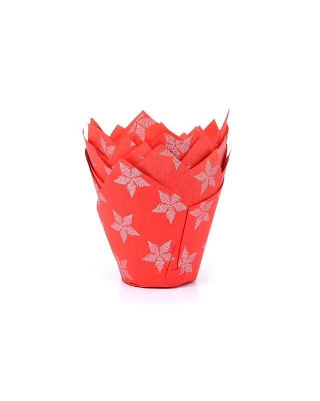 House of Marie House of Marie Muffin Cups Tulp Sterren Rood pk/50