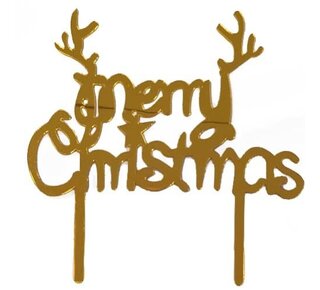 tastyme Merry Christmas cake topper goud