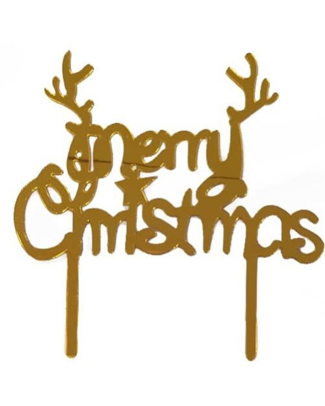 tastyme Merry Christmas cake topper goud