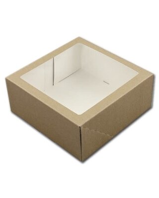 21x21x9cm Taartdoos met venster kraft ( A3 )