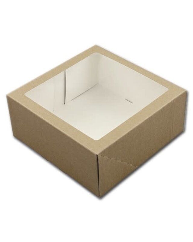 21x21x9cm Taartdoos met venster kraft ( A3 )