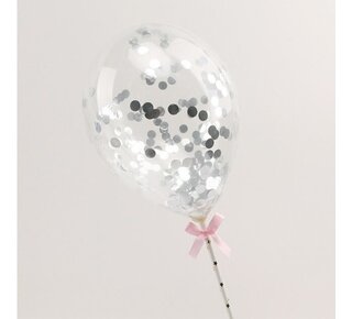 taarttopper confetti ballon zilver