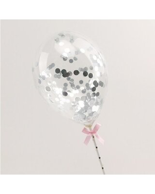 taarttopper confetti ballon zilver