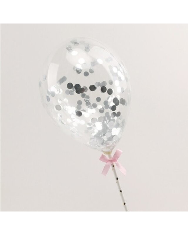 taarttopper confetti ballon zilver