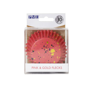 PME PME Folie Cupcakevormpjes Roze & Gouden Vlekjes pk/30