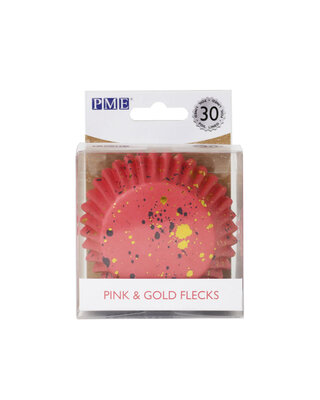 PME PME Folie Cupcakevormpjes Roze & Gouden Vlekjes pk/30