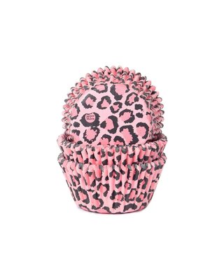 House of Marie House of Marie Baking Cups Luipaard Roze pk/50