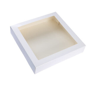 Taartdoos met venster 30x30x6cm  Wit B5