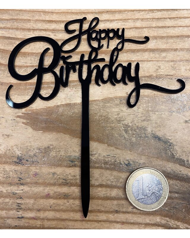 Happy birthday topper small black