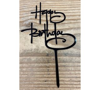 happy birthday topper script zwart