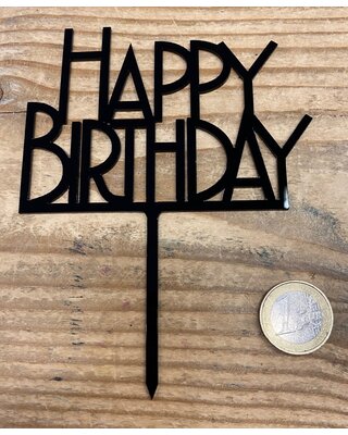 happy birthday topper bold zwart
