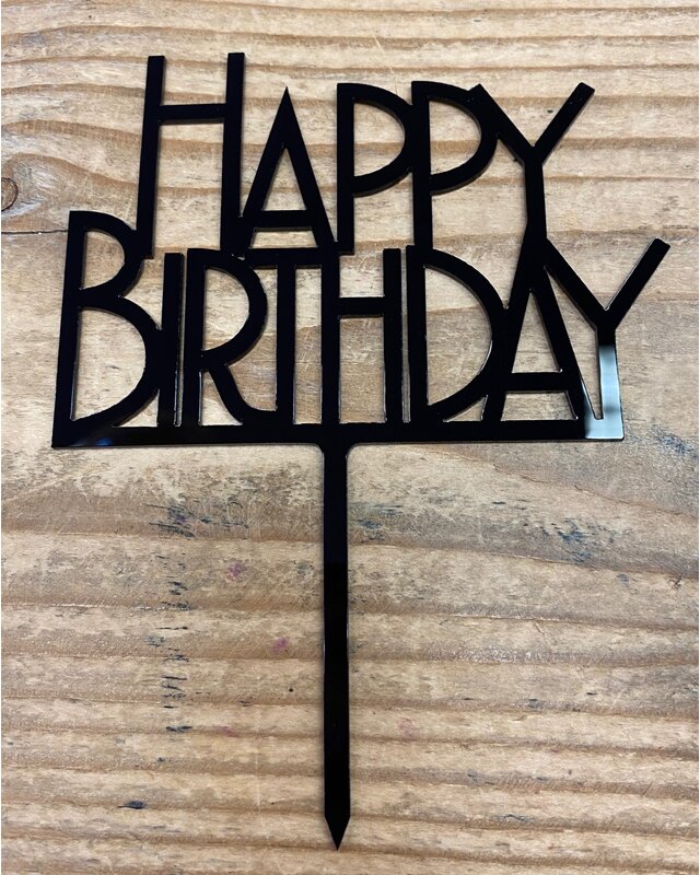 happy birthday topper bold zwart