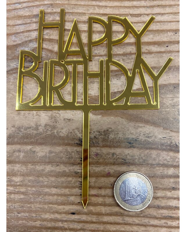 Happy birthday topper bold goud