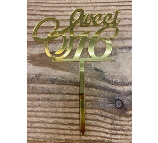 Sweet 16 acryl sierlijk goud