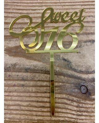 Sweet 16 acryl sierlijk goud