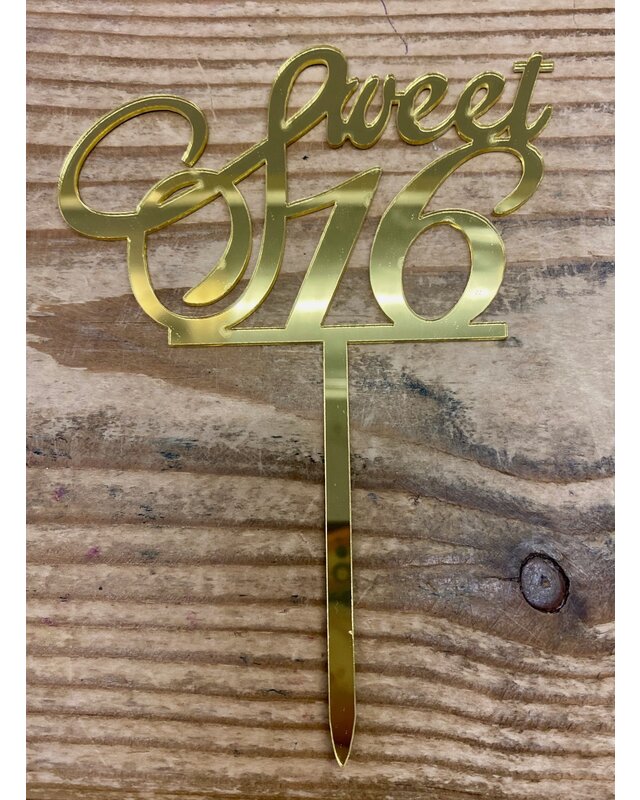 Sweet 16 acryl sierlijk goud