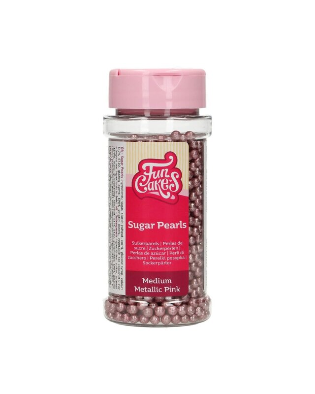 Funcakes FunCakes Suikerparels Medium Metallic Roze  4mm80 g