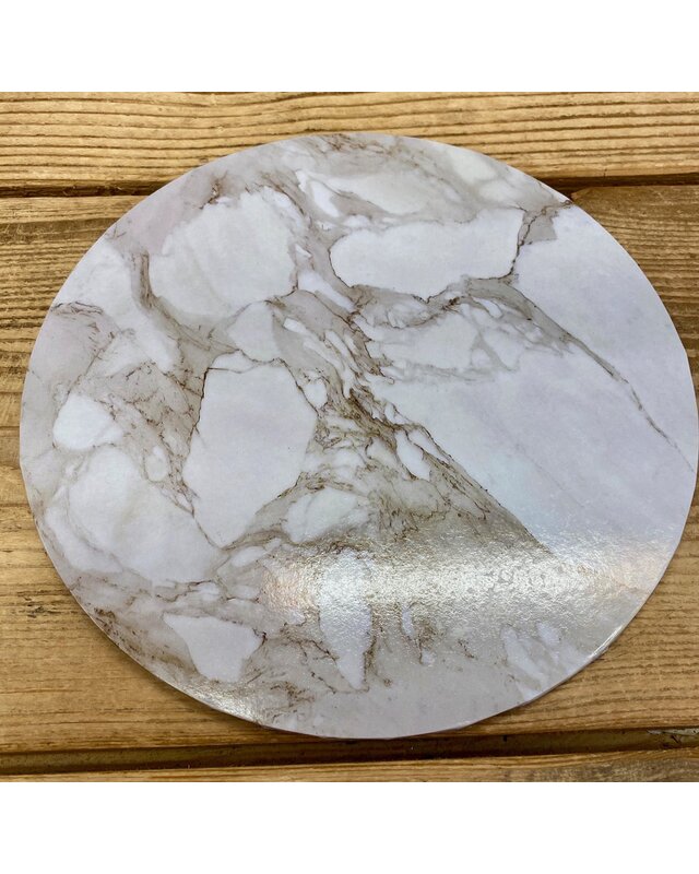 cakeboard extra stevig marble wit 25cm
