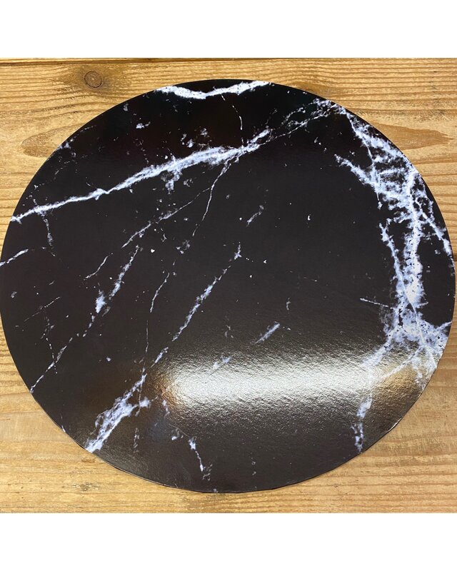 cakeboard extra stevig marble zwart 25cm