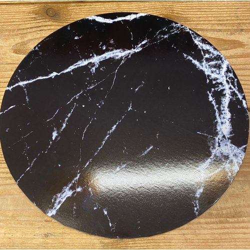 cakeboard extra stevig marble zwart 30cm 