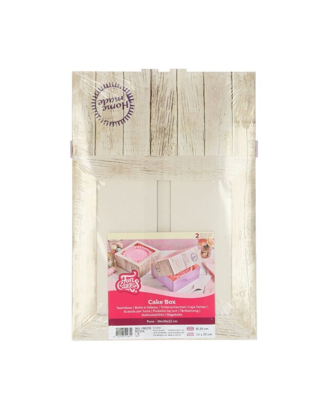 Funcakes Taartdoos 26x26x12cm pk/2 pure