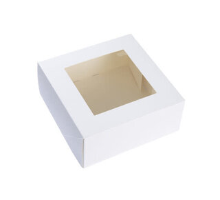 Taartdoos met venster 19x19x9cm wit C2