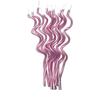 Spaghetti Kaarsjes roze/Wit 12st