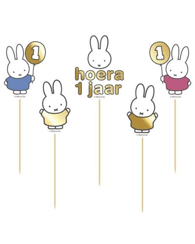 Cake decoratie set Nijntje First Birthday 5 st.