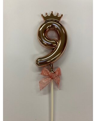 Cake topper ballon 9 roze