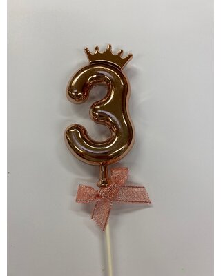 Cake topper ballon 3 roze