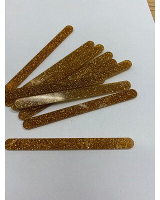Acryl ijsstokjes glitter donker goud 10st