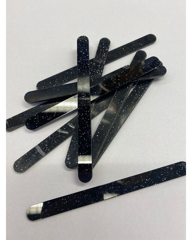 Acryl ijsstokjes glitter zwart 10st