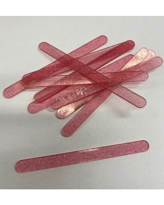 Acryl ijsstokjes glitter roze transparant 10st