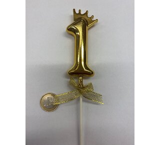 Cake topper ballon 1 goud