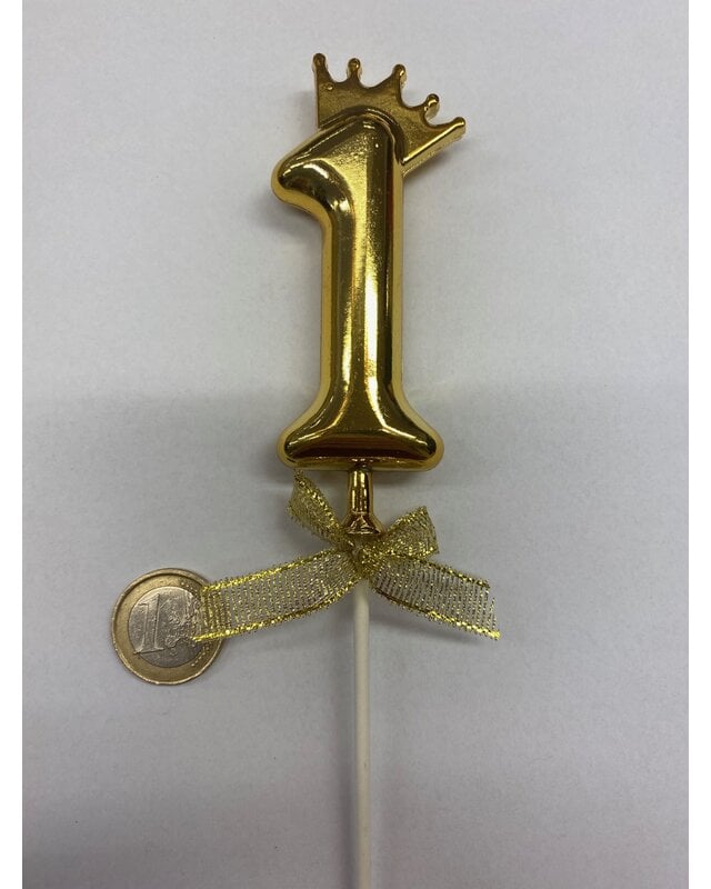 Cake topper ballon 1 goud