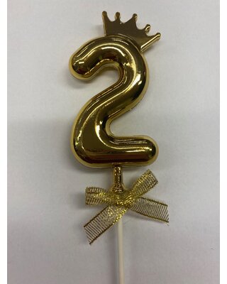 Cake topper ballon 2 goud
