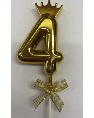Cake topper ballon 4 goud