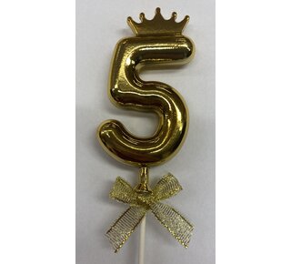 Cake topper ballon 5 goud