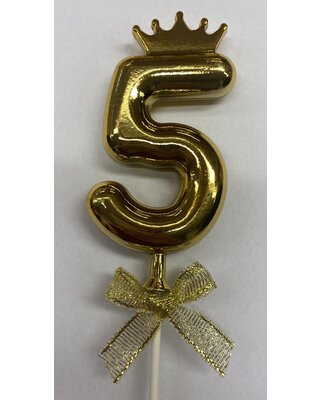 Cake topper ballon 5 goud