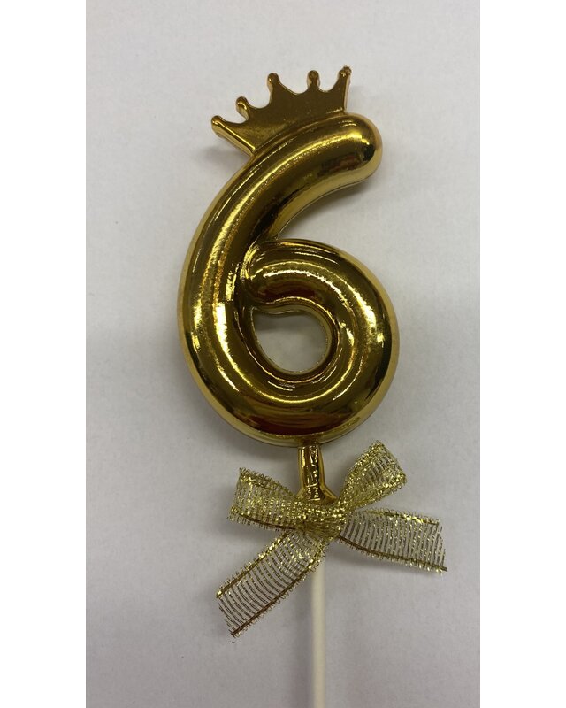 Cake topper ballon 6 goud