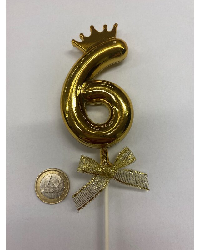 Cake topper ballon 6 goud