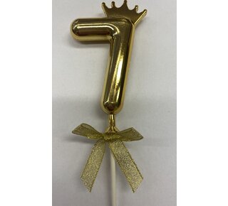 Cake topper ballon 7 goud