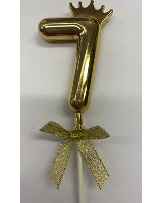 Cake topper ballon 7 goud