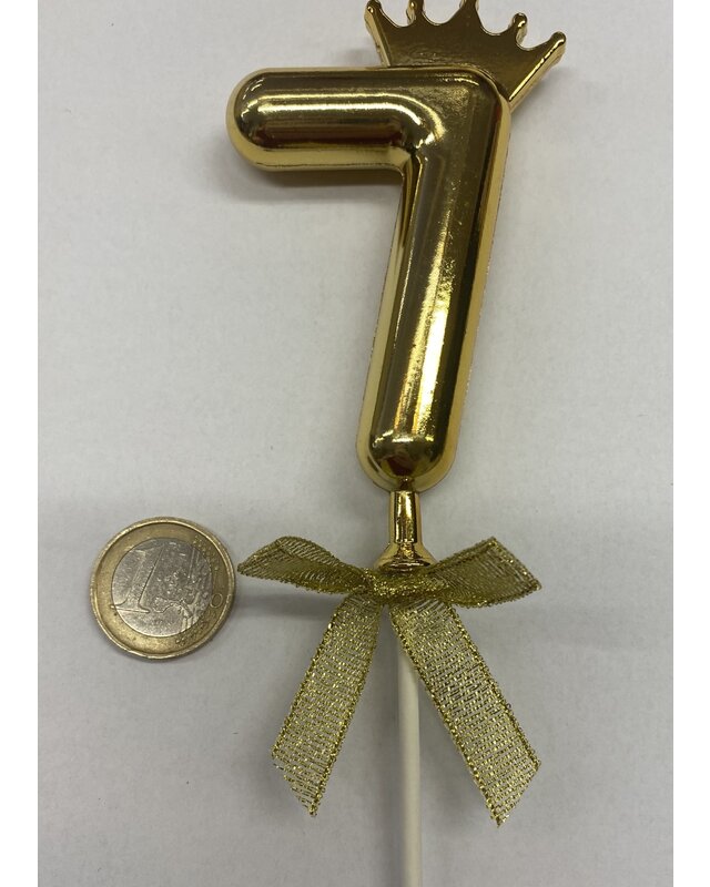 Cake topper ballon 7 goud