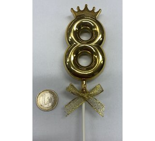 Cake topper ballon 8 goud
